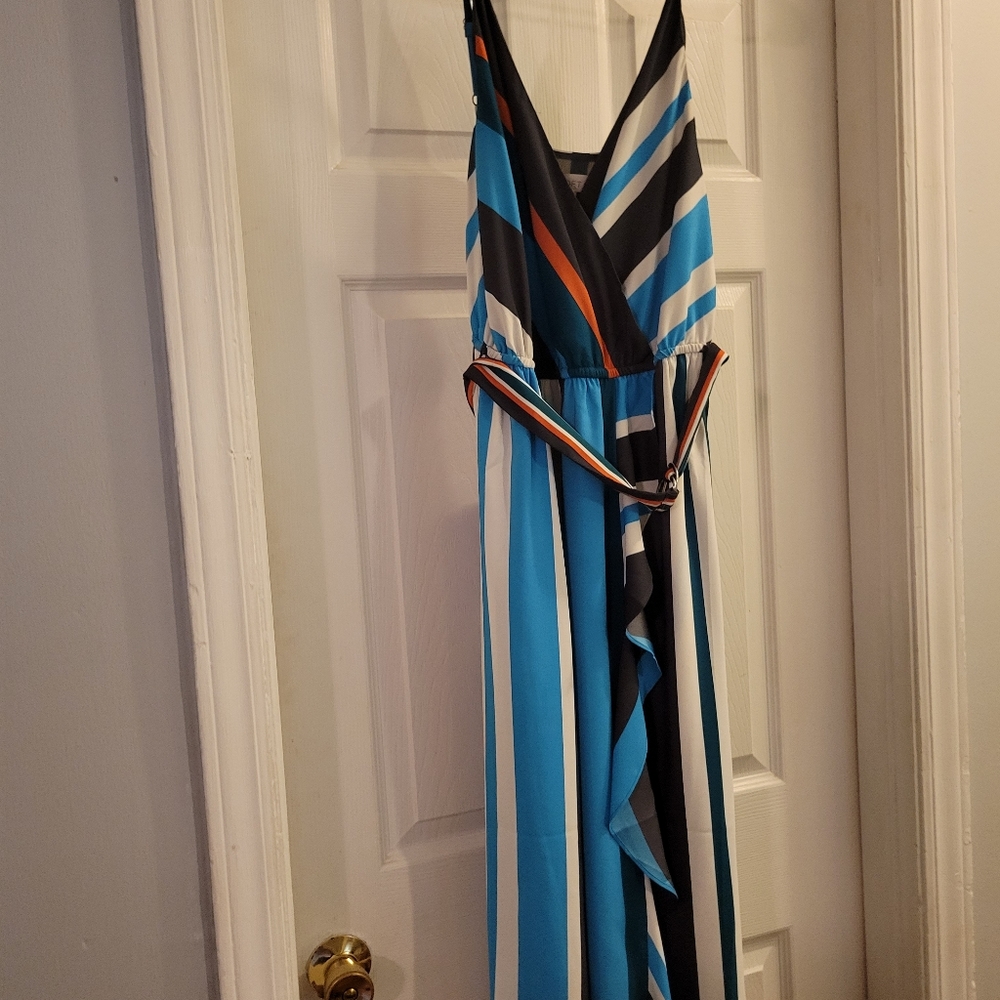 Loft dress size small orange, turquoise,grey,cream